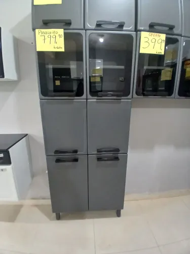 Paneleiro 6 portas 2 em vidro - Aço-Bertolini cor cinza