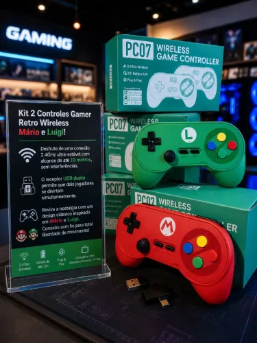 Controle Gamer Retro Edição Especial Mário e Luigi Wireless (Acessório novo Caixa lacrada)