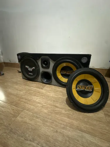 Caixa trio som automotivo 