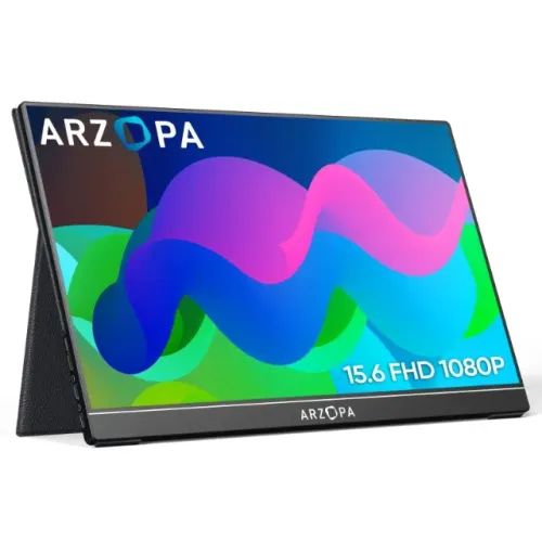 Monitor Portátil ARZOPA 15,6'' FHD 1080P - Monitor Ultra Fino para Laptop com Suporte