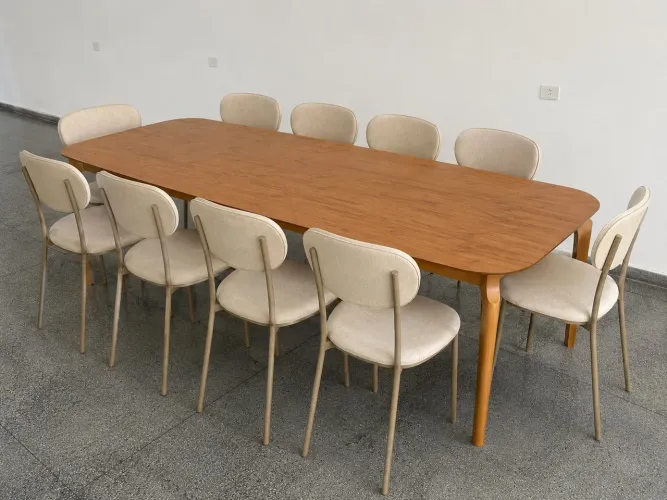 MESA DE JANTAR 270x110 COM 10 CADEIRAS