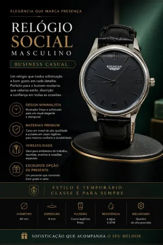 Relógio social business masculino