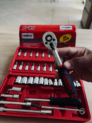 Kit Jogo 46 Peças Chaves Soquetes Catraca Bits 1/4 Ferramenta Profissional Multiuso