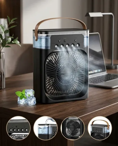 Mini ventilador de umidificador de ar - até 600 ML no reservatório - entrega rápida