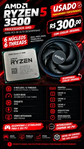 AMD Ryzen 5 3500 6 Núcleos + Cooler Original - Usado