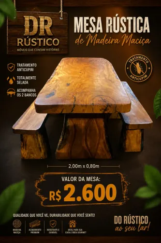 MESA RÚSTICA DE JAQUEIRA