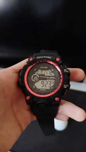 Relógio Esportivo Pallyjane (Preto/Vermelho)