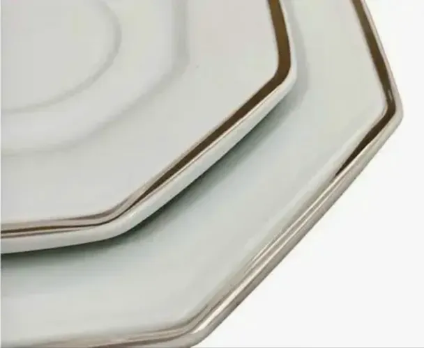 Jogo 6 Pcs Sobremesa Prisma Filete Prata Porcelana Schmidt