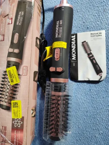 Escova Giratória Seca Alisa E Modela Anti Frizz Bivolt 127/220v Mondial Black Rose