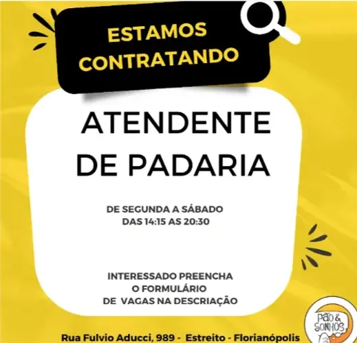 Vaga Atendente de Padaria