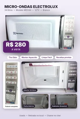 MICRO-ONDAS ELECTROLUX 34 LITROS - R$ 280
