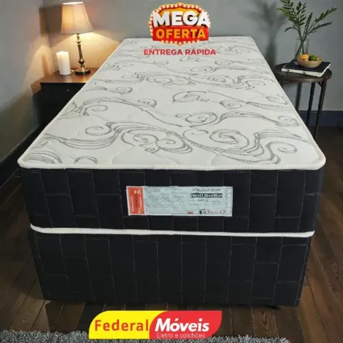 Cama Box Solteiro TOPAZIO 88x188cm Base e Colchão ENTREGA HOJE