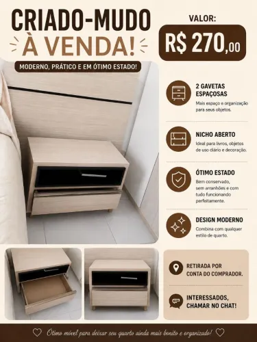 Vendo criado mudo em Mdf .Designer moderno pra vender logo