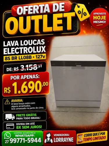 LAVA LOUCAS ELECTROLUX 8 SERVICOS BR LL08B 127V-OUTLET