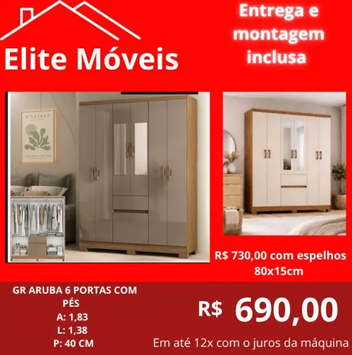 690,00 Com a montagem e a entrega guarda roupa novo na caixa com garantia de fabrica. 