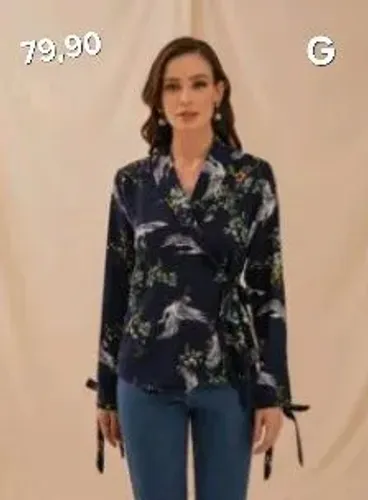 Linda Blusa Marinho Estampada G