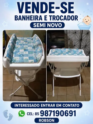 Trocador e banheira dobrável, unissex.