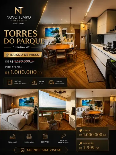 Apartamento mobiliado a venda em cuiaba, bairro santa marta em frente ao parque mãe Bonifa