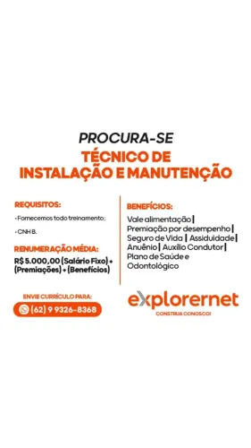 TÉCNICO DE INSTALAÇÃO E MANUTENÇÃO - NERÓPOLIS - GO