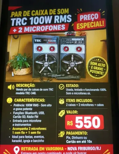 Vendo par de caixas de som amplificada