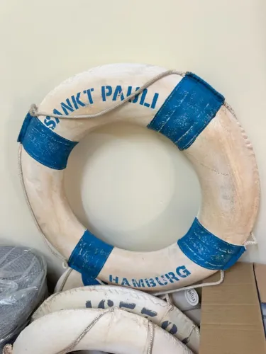 4 boias salva-vidas decorativas vintage Batela Sankt Pauli Hamburg - decoração náutica