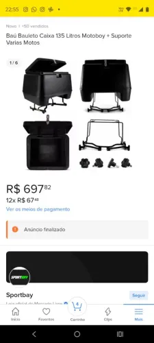 Vendo baú 135 l para motoboy 