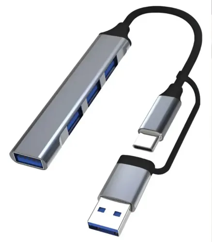 Adaptador Hub tipo C 4 em 1 USB 3.0 Usb-c entrada dupla usb