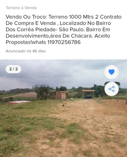 Terreno - Piedade, bairro dos correia sp