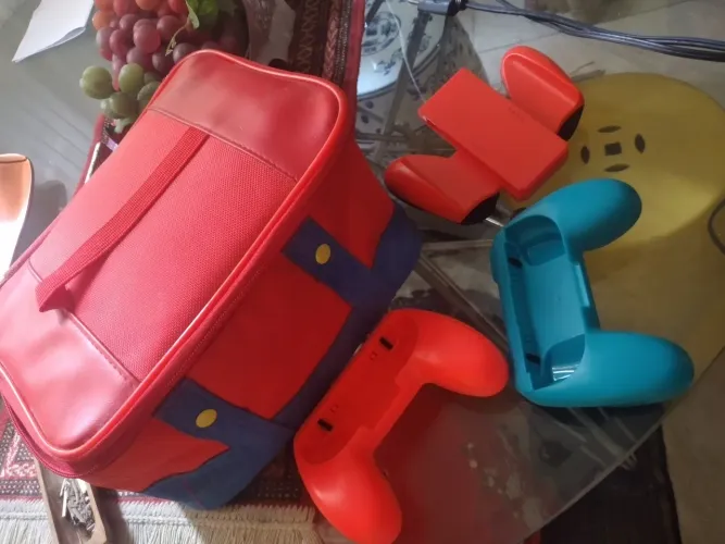 Kit de controles nintendo switch e bolsa case super mario