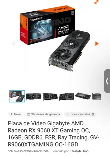 Placa de vídeo GigaByte AMD RX 9060 XT 16gb