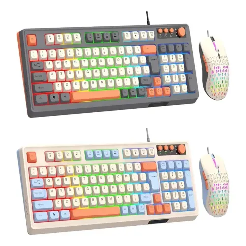 Kit gamer teclado e mouse rgb pc notebook 