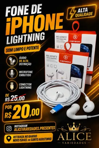 Fone de iPhone com microfone