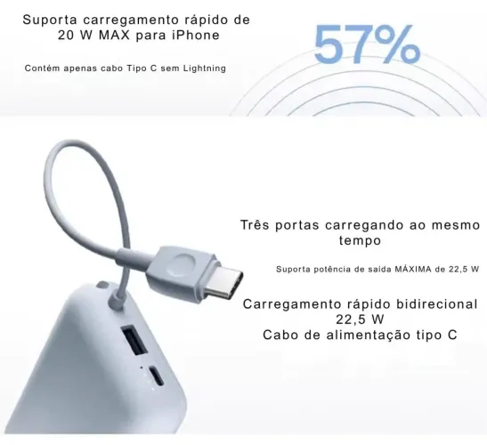Carregador Xiaomi Mi Power Bank Portátil 10000mah