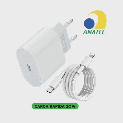 Carregador + Cabo Usb-C para iPhone 11, 12, 13 e 14 Turbo 20w