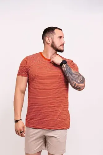 Camisa Listrada Algodão Navy