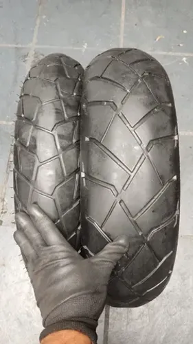 Pneu Usado Bridgestone Trail Wing101 120/70-17 e Dunlop Trail Max D609 160/60-17