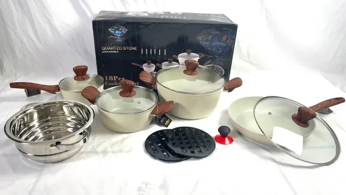 Conjunto de Panelas 18 Peças Quartzo Stone - Novo