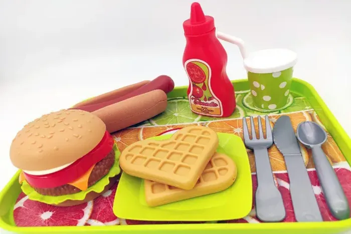 Kit Cozinha Infantil Com Hamburguer Bandeja E Acessorios Fast Food