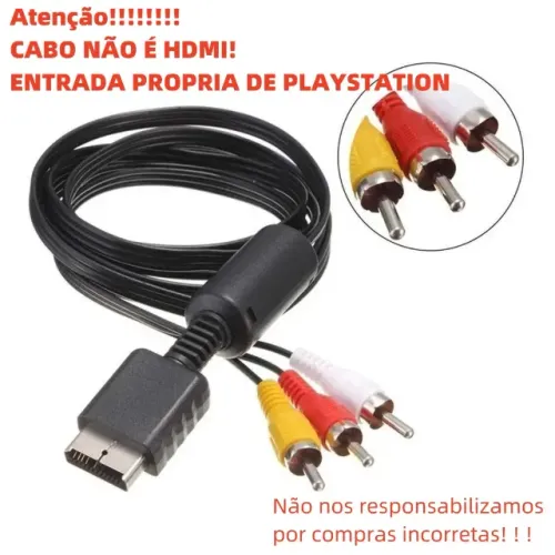 Cabo Av Compatível Playstation Ps2 Ps3 Áudio Vídeo 1.8m