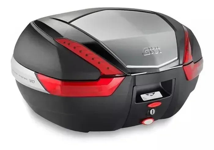 Bauleto 47 Litros Monokey Preto Lente Vermelho Tampa em Alumínio GIVI V-47N