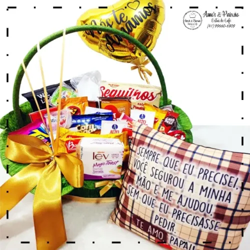 Cesta Pai com Almofada e Balão
