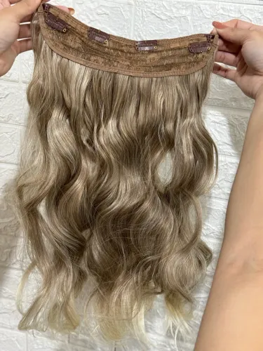 Mega hair Humanizado (Bio Humano) 2 em 1 Fio invisível e tic tac 55cm Loiro e preto 110g