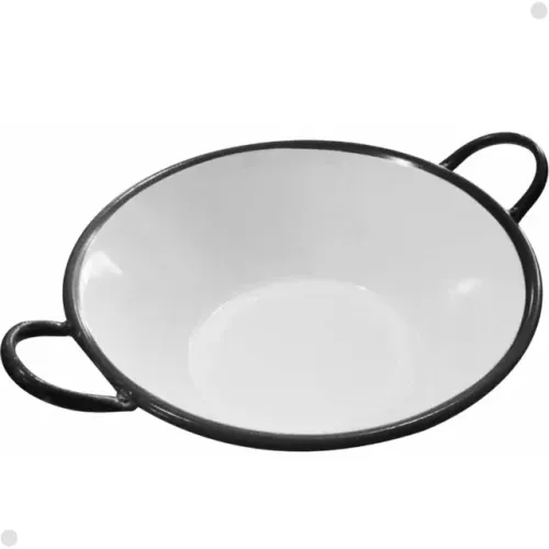 Tacho Esmaltado N° 18 para Frituras Pastel Salgados Novo Branco Panela Fritar