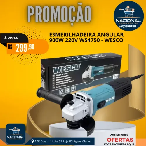 Esmerilhadeira Angular Lixadeira 125mm 900w Ws4750 Wesco