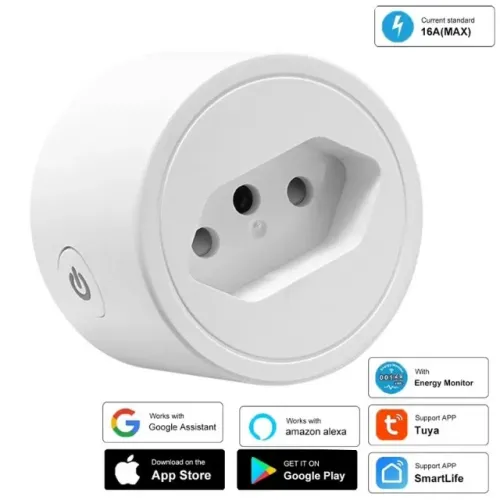 Tomada Inteligente Wi-Fi 16A 3 pinos Bivolt smart plug - Smart Life / Tuya App