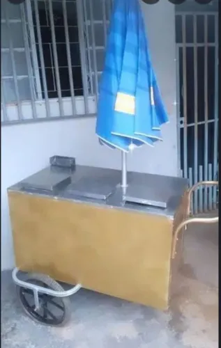 Carrinho de lanches em aço inox
