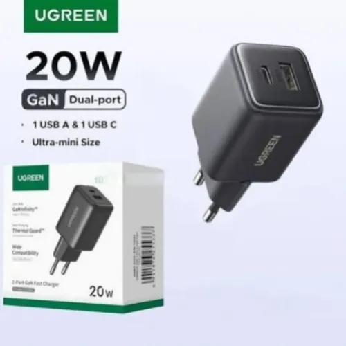 UGREEN CARREGADOR 20W GaN 2 PORTAS