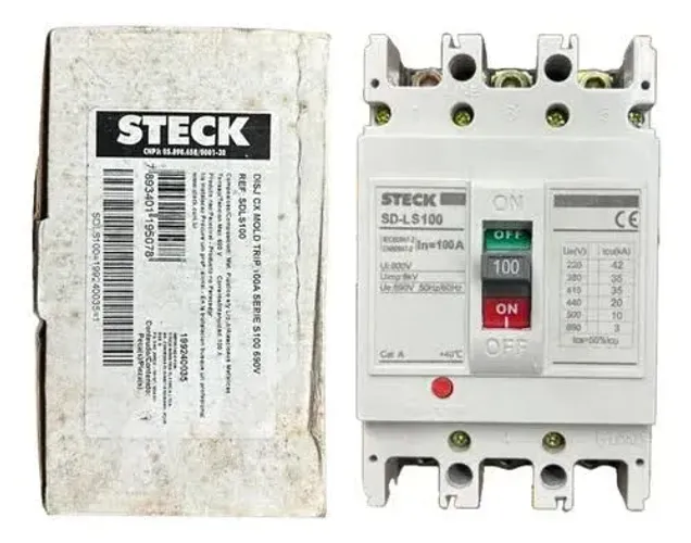 Disjuntor caixa moldada steck 100A novo