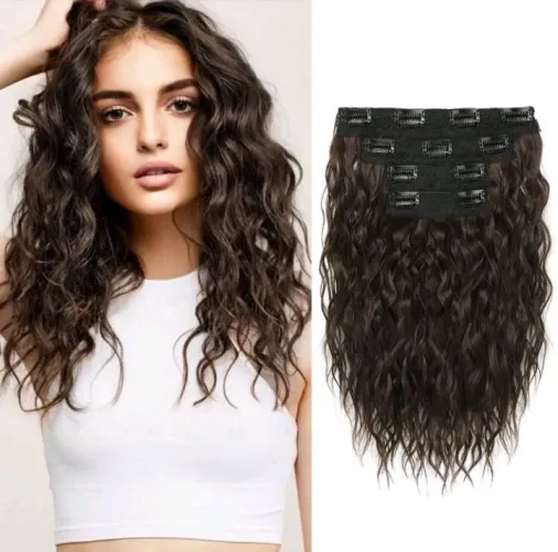 Extensão de cabelo ondulado 12 cm. Sintético