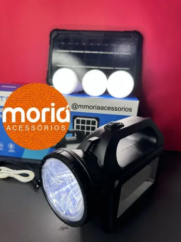Kit Placa Solar Portátil 3 Lâmpadas Luz Emergência